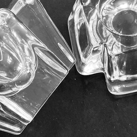 ORREFORS Sweden Vintage "Max Cross" Crystal Pair Votives EUC - Picture 2 of 5